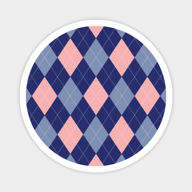 Cute Pink And Blue Argyle Plaid Pattern Magnet by Printable Pretty